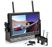 Sauvegarde SystèMe De CaméRa De Recul NuméRique sans Fil avec ÉCran HD 1024X768, ÉCran Partagé, Pare-Soleil Et 2 CaméRas Infrarouges ÉTanches Ip68 Caméra de recul