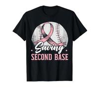 Sauver la deuxième Base du Joueur de Baseball pour sensibiliser au Cancer du Sein T-Shirt Graphique avec Valeur