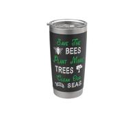 Sauver les abeilles Planter des arbres Nettoyer nos mers Gobelet isotherme en acier inoxydable double paroi