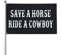 Sauver Un Cheval Un Cowboy Décoration De Jardin Drapeaux Décoratif Double Face Bannière De Cour Imperméable Pour Pelouse Balcon Vacances 3X5 Ft