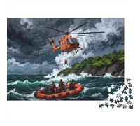Sauvetage en Hélicoptère en Mer Puzzle en Bois Imperméable Puzzles De 1000 Pièces pour Adultes Coloré De Décoration pour La Maison