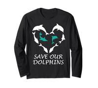 Sauvez nos Dauphins Heart Dolphin Rights Island Love Dolphin Manche Longue