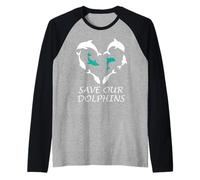 Sauvez nos Dauphins Heart Dolphin Rights Island Love Dolphin Manche Raglan