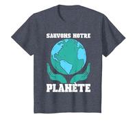 Sauvons Notre Planète Monde Nature Terre Ecologie Cadeau T-Shirt, Enfant, Bleu Chiné, 2 Ans