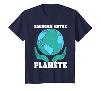 Sauvons Notre Planète Monde Nature Terre Ecologie Cadeau T-Shirt, Enfant, Bleu Marine, 6 Ans