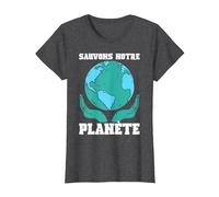 Sauvons Notre Planète Monde Nature Terre Ecologie Cadeau T-Shirt, Femme, Chiné Foncé, L