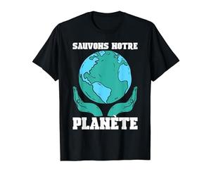 Sauvons Notre Planète Monde Nature Terre Ecologie Cadeau T-Shirt, Homme, Noir, XL
