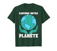 Sauvons Notre Planète Monde Nature Terre Ecologie Cadeau T-Shirt, Homme, Vert Forêt, XL