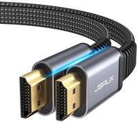 SAUX HDMI Cable 4K 60Hz 18Gbps-Flat High Speed 5m-Braided Nylon-Compatible 3D HDR UHD 2160p 1080p Ethernet ARC Compatible with PS3/4 TV PC-Grey