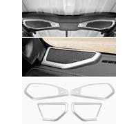 Savadicar Kit de garniture intérieure argentée pour Jeep Wrangler (JL) et Gladiator (JT) à partir de 2024 - Ensemble de 4 housses décoratives pour haut-parleurs de tableau de bord avant et barre de