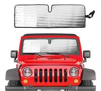Savadicar Pare-Soleil pour Jeep Wrangler TJ JK JKU 1997-2018, Pare-Soleil Thermique, Structure Triple stratifiée en Feuille d'aluminium, argenté