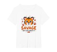 Savage But Cute About It Tiger Cub Paw T-Shirt, Femme Grandes Tailles, Blanc, 2X