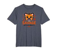Savage But Cute About It Tiger Cub Paw T-Shirt, Homme Grandes Tailles, Bleu Chiné, 2X Tall