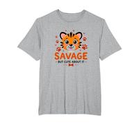 Savage But Cute About It Tiger Cub Paw T-Shirt, Homme Grandes Tailles, Gris Chiné, 2X Tall