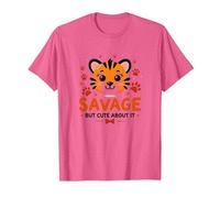 Savage But Cute About It Tiger Cub Paw T-Shirt, Homme, Rose chiné, S