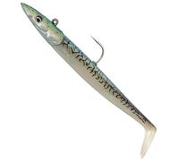 Savage Gear Sandeel V2-2 Poisson en caoutchouc + 1 tête plombée, taille/poids/couleur : 17,5 cm / 65 g / Mackerel