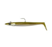 Savage Gear Sandeel V2-2 Poisson en caoutchouc + 1 tête plombée, taille/poids/couleur : 18 cm/86 g/kaki