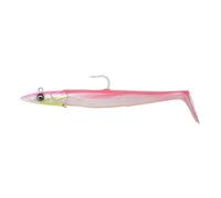 Savage Gear Sandeel V2-2 Poissons en caoutchouc + 1 tête plombée, Taille/Poids/Couleur : 18 cm / 86 g / Rose Perle Argent Fluo