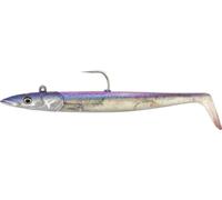SAVAGE GEAR Sandeel V2 Poisson en caoutchouc Leurre de mer avec Kick-Action, Hochet en verre et système Pro Peg System, pour cabillaud, pollack et flétan, 140g (Blue Sandeel, 21,5 cm - 140 g)