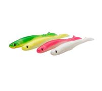 Savage Gear Slender Scoop Shad Mix - 4-Pack, idéal pour la Perche, Le Sandre, Le brochet, Parfait pour Les pêcheurs en Eau Douce, éperlan, Argent Vert, Gardon, Motor Oil Clear Water Mix 13 cm