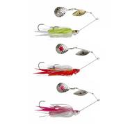 Savage Gear Da Bush Spinnerbait - Durable, Queue recourbée en Silicone, Bass, Pike, Musky, et Autres Poissons prédateurs, leurre de pêche en Eau Douce et en Eau salée Jaune Blanc Argent 18 cm