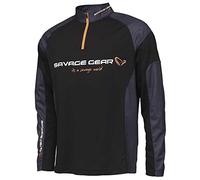 Savage Gear Tournament Gear T-shirt à demi-fermeture éclair, taille XL, encre noire, noir