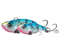 Savage Gear Vib Blade - Lame de Fond à Action vibrante et Clignotante, idéale pour la Perche, Le brochet et Le Sandre en Eau Douce et en Eau salée, Rayures Bleues et Roses 5,5 cm