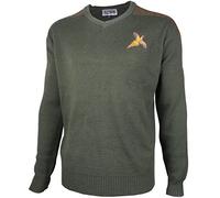 Savage Island Pull en Laine Col V avec Broderie Faisan pour Tir/Chasse