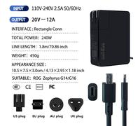 SAVAGO-Adaptateur secteur pour ordinateur portable ASUS ROG Zephywarmer,chargeur GaN,20V10A,200W,G14 2024 - 240W Multi plug