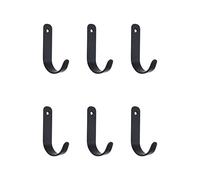 Savagrow Lot de 6 petits crochets muraux à trou unique de type J pour suspendre tasses, manteaux, chapeaux, sacs, serviettes avec vis, longueur noire
