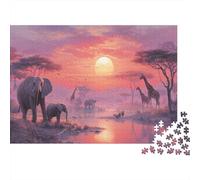 Savane Africaine, Éléphants et girafesPuzzles 1000 Pièces pour Adultes, Jeux Éducatifs