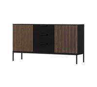 Savanna - buffet bas - effet bois et noir - 3 tiroirs et 2 portes - 150 cm - Noir / Bois