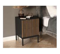 Best mobilier - Table de chevet Savanna - effet bois et noir - 40 cm - 2 tiroirs - Bois/Noir