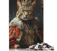 Savannah Cat King Puzzle 1000 Pieces Cadeau Unique Jeu Éducatif Défi Jouet À De Qualité Supérieure Peinture Art pour Adultes Enfants 1000pcs (75x50cm)