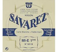 Savarez cordes pour guitare classique Traditional Concert 521B cordes simples - Mi low - approprié pour 520B
