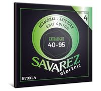 Savarez Hexagonal Explosion - Cordes de basse électrique - Bass Guitar Strings - jeu 4 cordes - filet acier nickelé - B70XL4 Extra Light - .040-.095