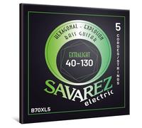 Savarez Hexagonal Explosion - Cordes de basse électrique - Bass Guitar Strings - jeu 5 cordes - filet acier nickelé - B70XL5 Extra Light - .040-.130