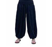 SAVARI | Pantalon Bouffant avec Poches | Modèle Aladin | Harem | Style Oriental, Large, Long et Confortable | Idéal pour Le Yoga | Femmes et Hommes | Lisse | Bleu Marine | XL | Il y a Grandes Tailles