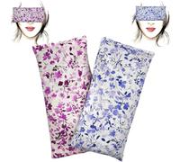 savasanas Coussin de Yoga pour Les Yeux - Oreillers pour Les Yeux Pack 2 - Fleurs Fuchsia-Lilas | Graines de Lavande et de Riz | Yoga, méditation, Relaxation, Reposer des Yeux...