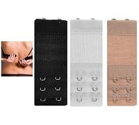 SAVE A BRA 3 prolongateurs Bretelle 3 x 2 Crochets Rallonge Large Extension Bretelles de Soutien-gorge en 3 Couleurs (Noir Blanc Nu) 4cm