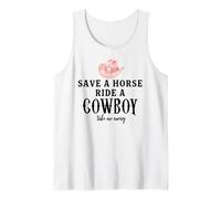 Save a Horse Ride a Cowboy Pink Cowgirl Hat Country Western Débardeur