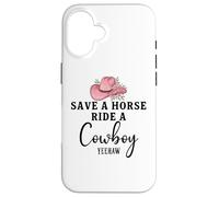Save a Horse Ride a Cowboy Sign Yeehaw Hot Pink Cowgirl Hat Coque pour iPhone 16