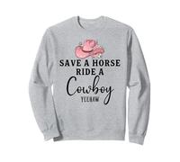 Save a Horse Ride a Cowboy Sign Yeehaw Hot Pink Cowgirl Hat Sweatshirt