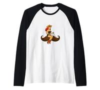 Save a Horse, Ride a Mustache - Funny Western Cowgirl Pin-Up Manche Raglan