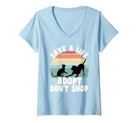 Save a Life Adopt Don't Shop animal rescue pet Lover Shelter T-Shirt avec Col en V