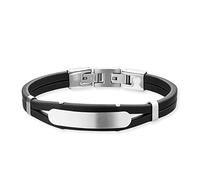 SAVE BRAVE Dexter Bracelet en cuir tressé pour homme avec fermoir à rabat en acier inoxydable Longueur 22 cm Sans nickel ni plomb Livré dans un emballage cadeau, 22 cm, Cuir, Pas de gemme
