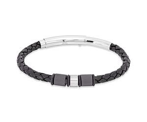 SAVE BRAVE Ethan Bracelet pour homme en cuir tressé avec fermoir magnétique en acier inoxydable Marron Longueur 19,5 cm Extensible sur 1,5 cm Avec emballage bijoux 19,5 cm + 1,5 cm, 19,5 cm + 1,5 cm,