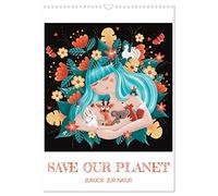 SAVE OUR PLANET - Zurück zur Natur (Wandkalender 2026 DIN A3 hoch), CALVENDO Monatskalender: Liebevoll gezeichnete Natur- und Tierillustrationen für Liebhaber unseres Planeten Erde
