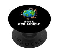 Save Our World Animals Around The Earth Funny Earth Day PopSockets PopGrip Adhésif