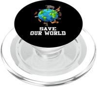 Save Our World Animals Around The Earth Funny Earth Day PopSockets PopGrip pour MagSafe